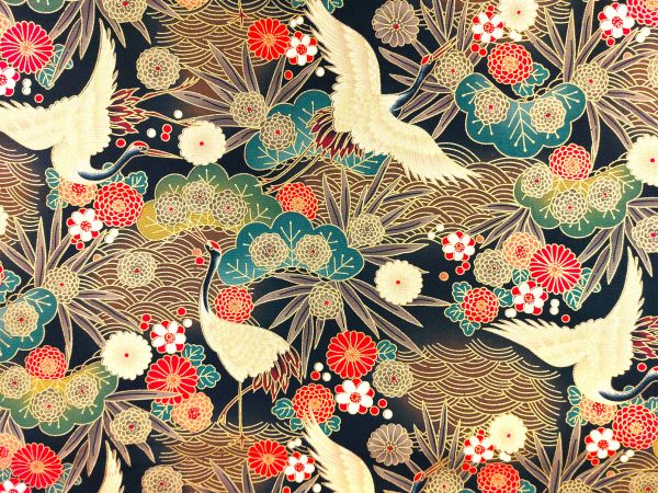 Dekostoff , Kranich , noir Dekostoff , Kranich , noir