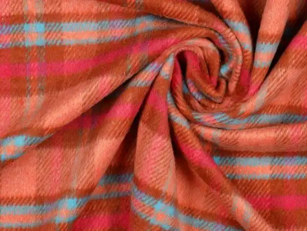 Mantelstoff brushed check, orange