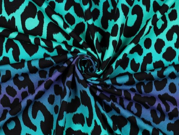 Jersey, French Terry, Animal Print , grün