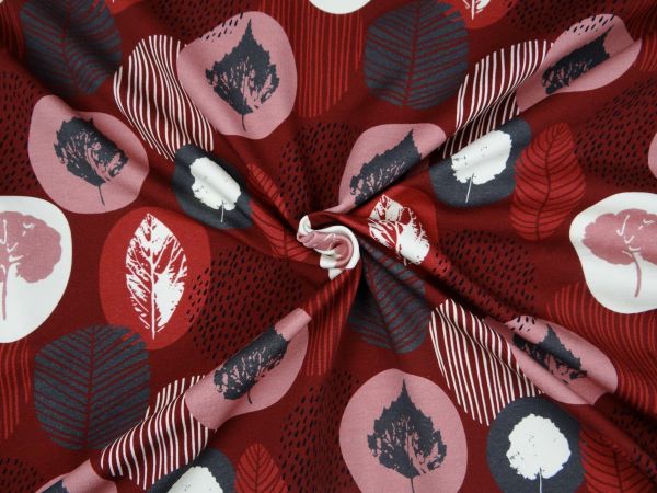 DSC06405 Sweatshirt unterschiedliche Kreise & Blätter , bordeaux