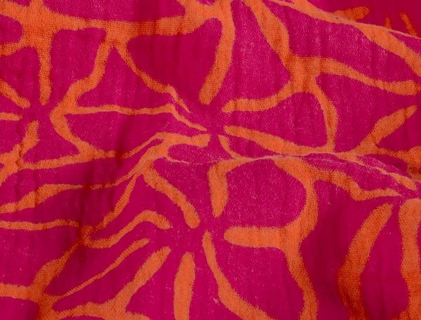 Musselin, florales Muster orange / pink Musselin, florales Muster orange / pink