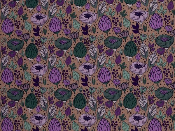 Dekostoff, Blumen altrosa / lila