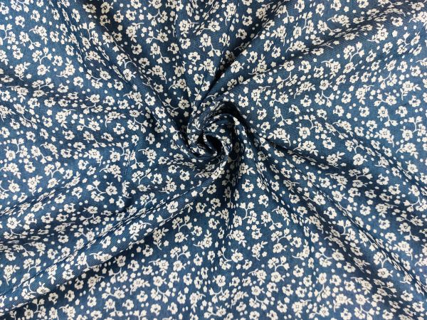  Bluse, Jeansoptik, kl. Blümchen, blau