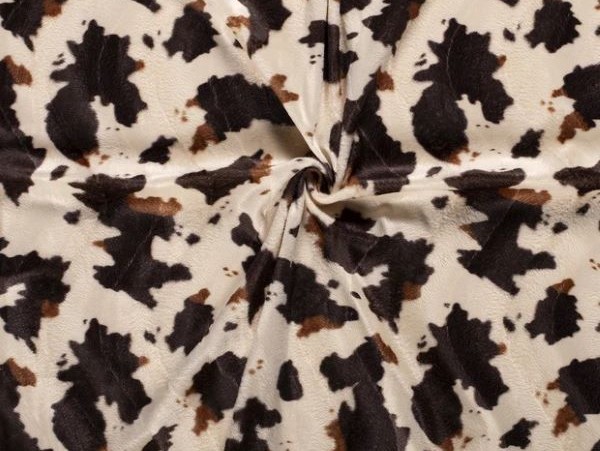 Fellimitat ecru Kuhfleckenmuster, Velours Fellimitat ecru Kuhfleckenmuster, Velours