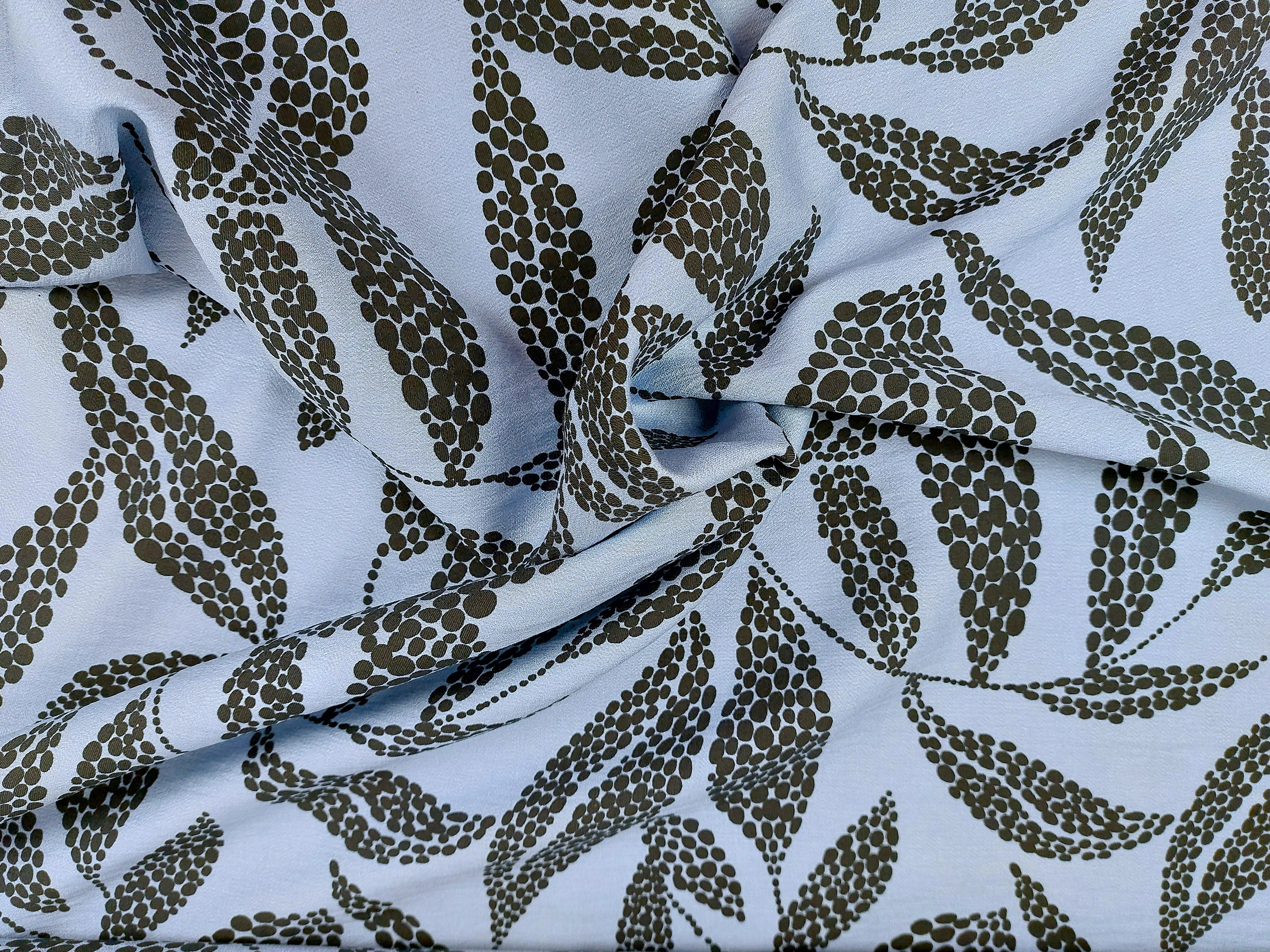 Viskosewebstoff, Krepp. Blätter, bleu Viskosewebstoff, Krepp. Blätter, bleu