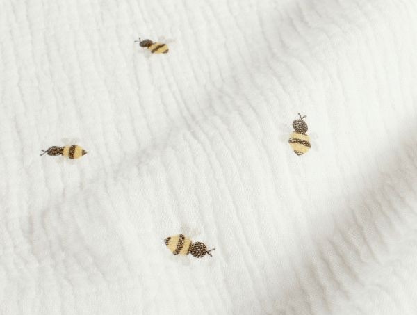 Musselin, Bienchen, weiß Musselin, Bienchen, weiß