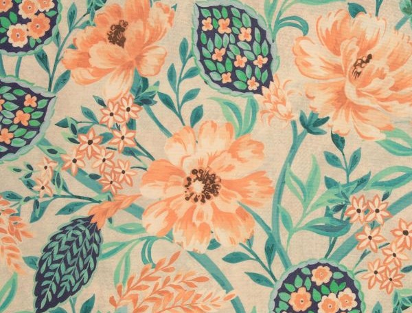 Dekostoff , große Blüte in apricot