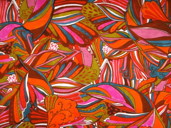 Dekostoff , abstrakte florale Muster, orange