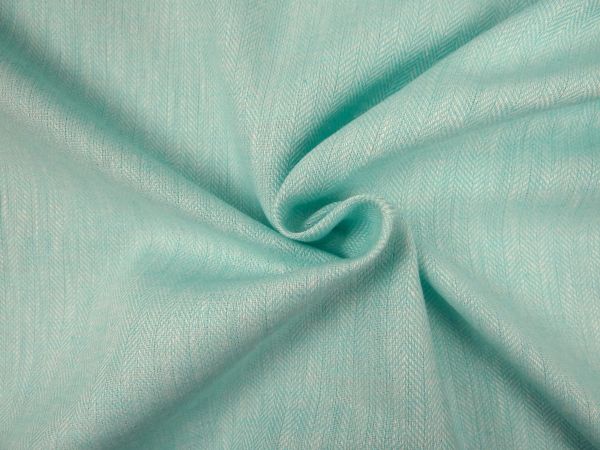 Leinen/ Baumwollmix, uni mint melange, Fischgratmuster 