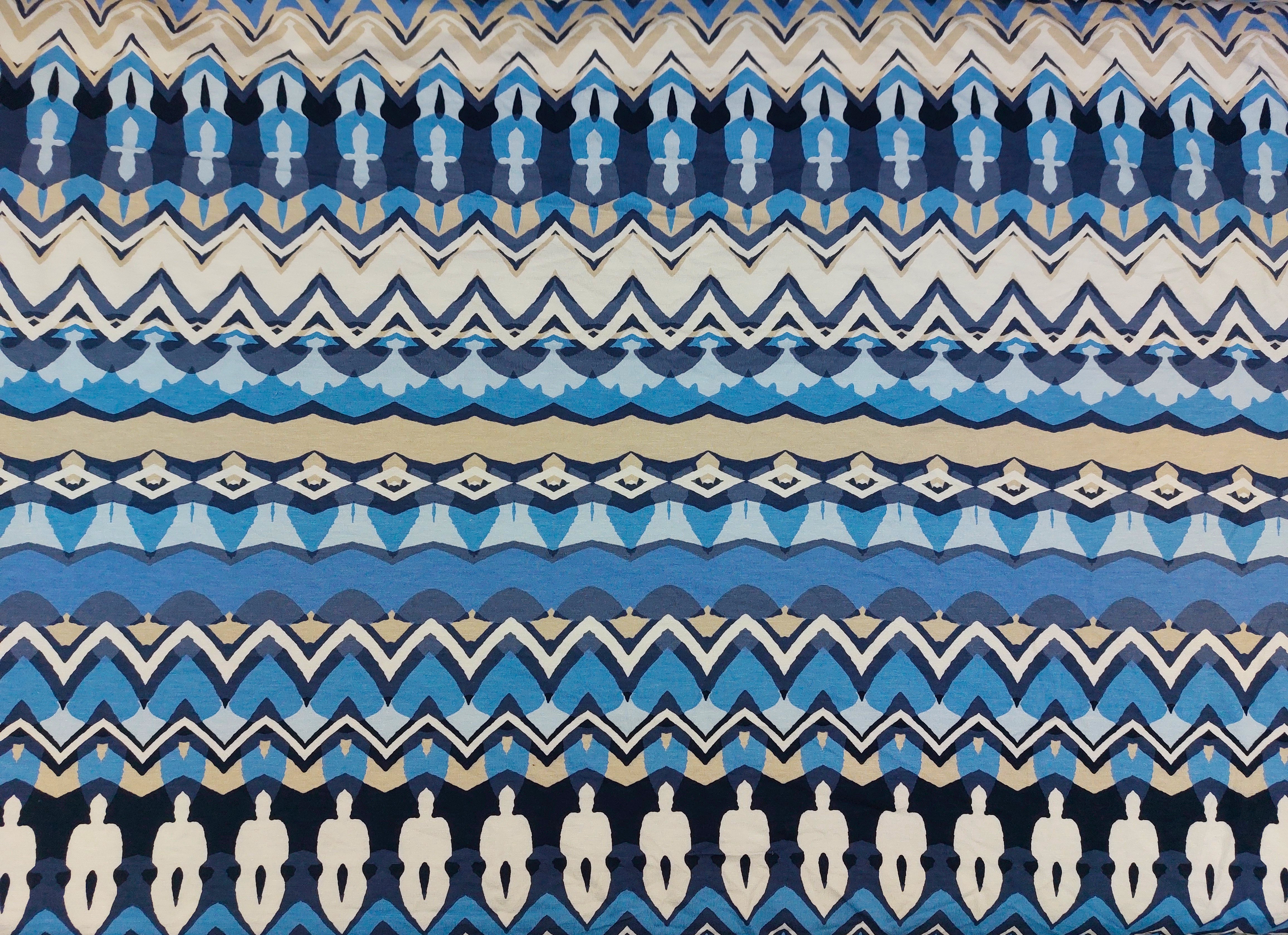 1 METER ! Jersey Viskose blau abstraktes Muster 1 METER ! Jersey Viskose blau abstraktes Muster