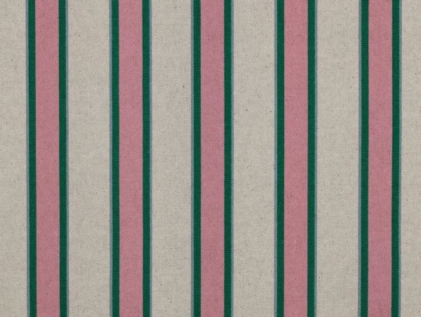 Dekostoff , Canvasstoff, Blockstreifen, natur / rosa