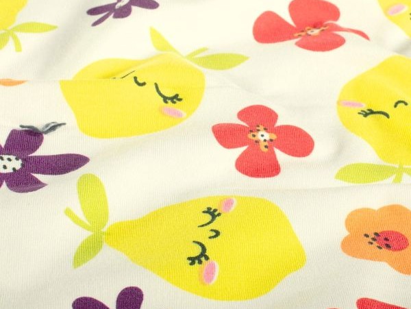 Jersey ,Zitronen, ecru Jersey ,Zitronen, ecru