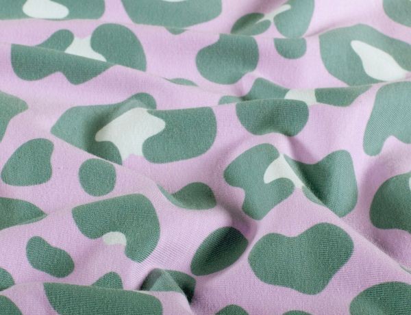 Jersey , Animalprint, rose/grün Jersey , Animalprint, rose/grün