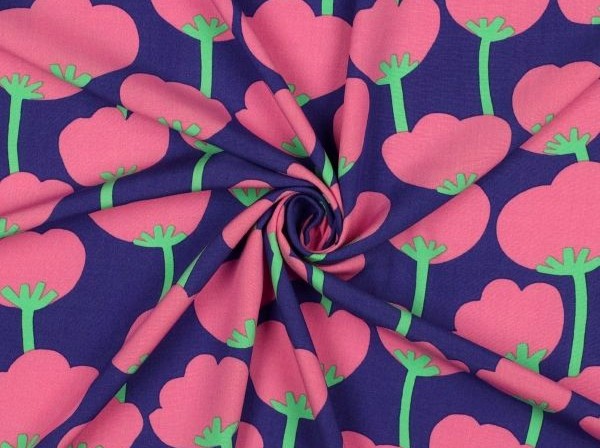  Bluse, Viskose , florales Muster, blau/ pink