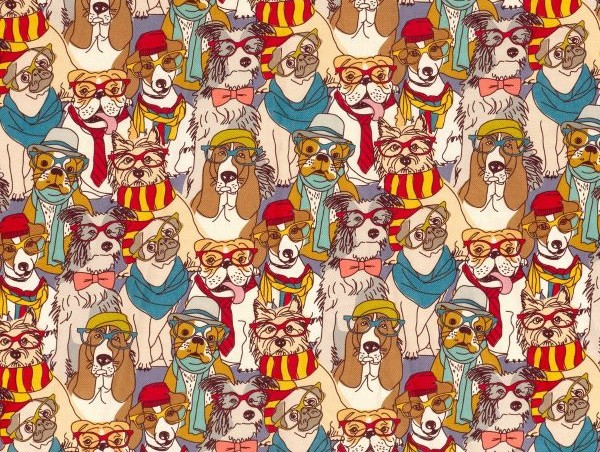 Dekostoff ,dressed dog, Comic