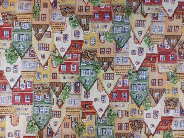 Dekostoff Stadthäuser bunt Dekostoff Stadthäuser bunt