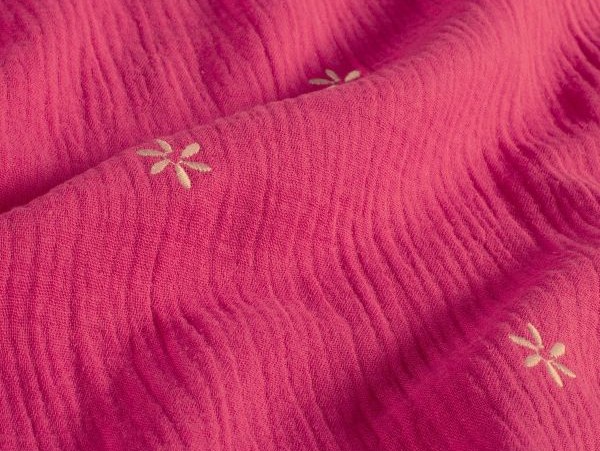 Musselin, pink , Blümchenstickerei Musselin, pink , Blümchenstickerei
