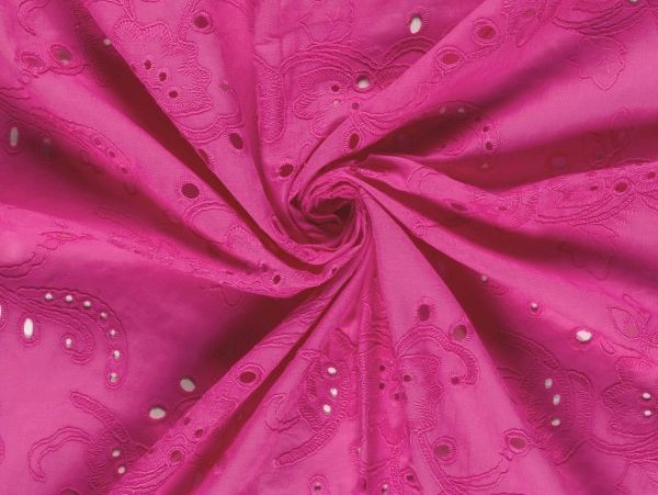 100 % Baumwolle Lochstickerei, pink