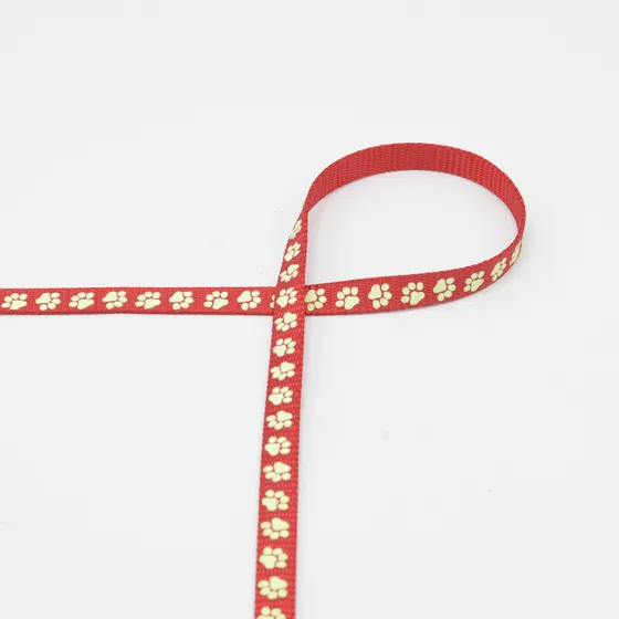 2 Meter Gurtband , reflektierender Pfotenabdruck , rot