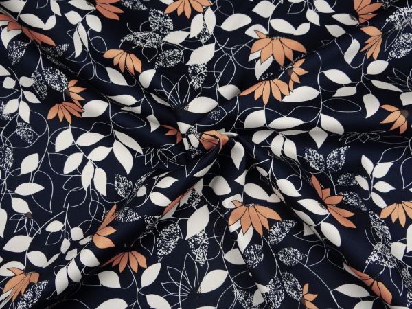 n19126-008-3 Hosen/Rockstoff, Blumen, marine